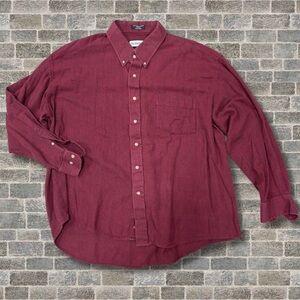 Members Only Burgundy Cotton Flannel Houndstooth Shirt 2XL